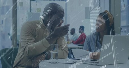 Poster - Receiving printed report, mentor examining and guiding analyst pointing at laptop chart in business