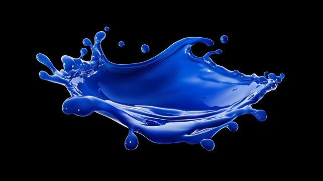 Vibrant blue liquid splash against a black background.