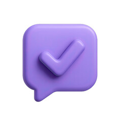 Poster - 3D Purple Check Mark Icon in Speech Bubble