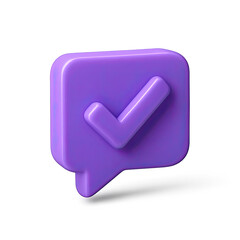 Poster - 3D Purple Check Mark Icon on Transparent Background