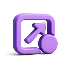 Poster - 3D Render of a Purple Geometric Icon with an Upward Arrow and Circle