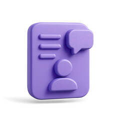 Poster - 3D Render of a Purple Profile Icon with Chat Bubble
