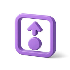 Poster - 3D Render of a Purple Square Button with an Up Arrow Icon