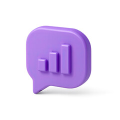Poster - 3D Render of Purple Speech Bubble Chart Icon