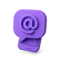 Poster - Purple 3D Email Icon on Smartphone