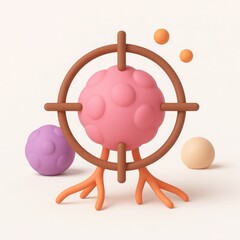 Poster - Pink Sphere in Target with Brown Legs and Pastel Spheres