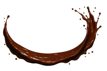 Poster - Smooth, creamy chocolate splashing and swirling, forming a dynamic arc against a transparent background, perfect for adding a touch of indulgence to designs