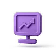 Poster - Purple 3D Render of Growth Chart Icon