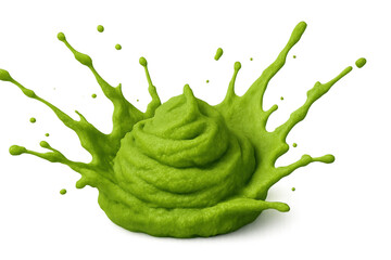 Poster - Green cream splashing dynamically, highlighting culinary texture with vivid movement against transparent background, ideal for food marketing visuals