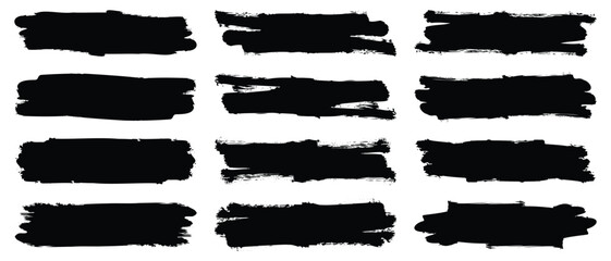 Poster - Collection of vector paint bold brush strokes, hand drawn thick grunge lines and rectangle shapes modern grunge, Vector illustration.