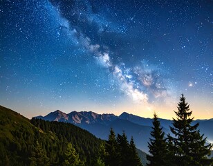 night sky over mountains