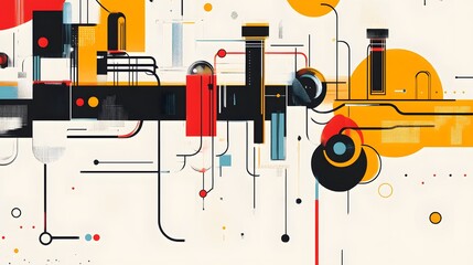 Poster - A vibrant abstract composition featuring bold colors, geometric shapes, and dynamic lines, ideal for digital design, art projects, or modern art interpretations.