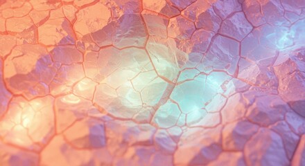 Fototapete - Fragmented terrain aglow in surreal light