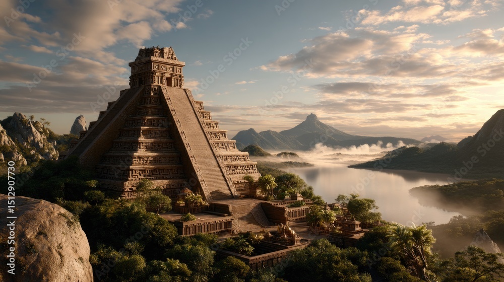 Fotografia do Stock Ancient Aztec city of Tenochtitlan at its peak ...