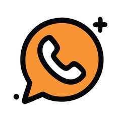 Poster - Orange Phone Call Icon, Chat Bubble