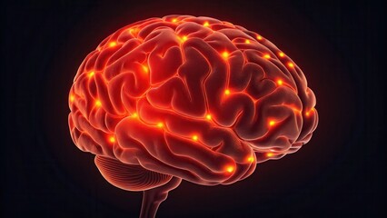 Poster - Detailed Brain Heatmap Visualization with Bright Neural Activity
