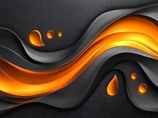Poster - Abstract dark and orange wavy background