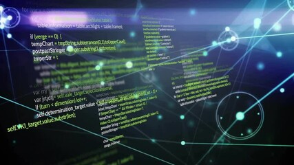 Aufkleber - Dark void initiating neon network pulsing nodes and yellow-green code floating showing data flow