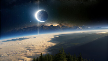 Wall Mural - This striking photograph captures the dramatic beauty of the full moon in sharp relief.