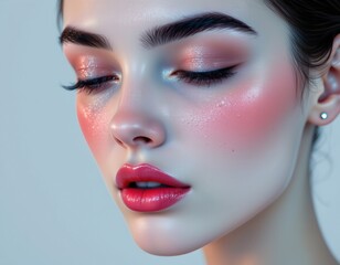 Poster - digital illustration in a minimalistic style with smooth gradients and simplified details of skin features.