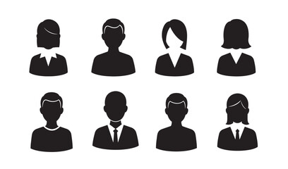 Aufkleber - Vector graphics depicting diverse silhouettes of professional men and women in various attires