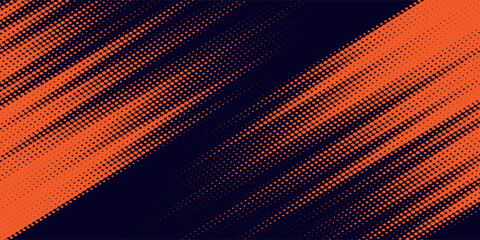 Poster - Dots halftone yellow and dark blue color pattern gradient grunge texture background. Dots pop art sport style vector illustration