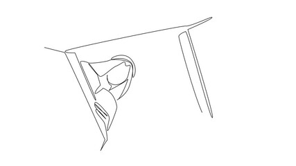 Poster - Animated self drawing of single continuous line drawing an arab man and an arab woman open a cardboard box. A couple who really likes surprises. Pleasant. Surprise. Full length single line animation