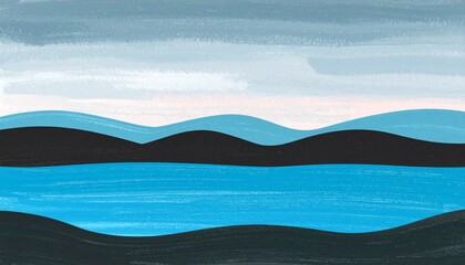 Wall Mural - sky blue and blue sea landscape art painting