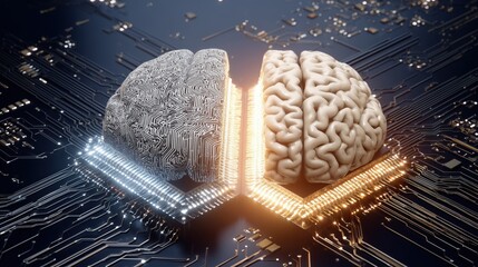  - Human Brain and AI Chip Interaction on Digital Circuit Background