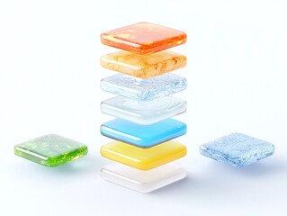 Aufkleber - Layered Square Textures Stacked in 3D Rendering