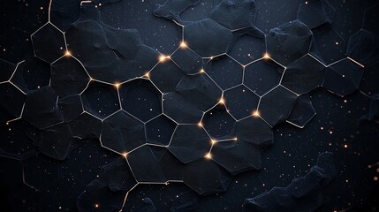 Fototapete - Luminous Wireframe Hexagon Mesh Digital Background