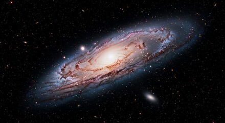 Wall Mural - a vivid spiral galaxy with glowing nebulae and stars in deep space