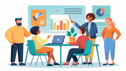Poster - Business team meeting with data charts presentation