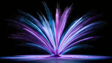 Poster - Vibrant Purple and Blue Powder Explosion on Black Background