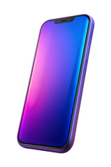 Poster - 3d render of a modern mobile smartphone with a gradient color screen and purple plastic style case