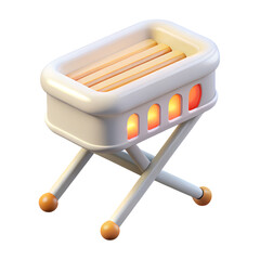 Poster - 3d rendered grill icon with an open grill design and glowing embers presented in a plastic-style for various creative uses