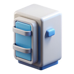 Leinwandbilder - A modern 3d plastic-style icon representing a small refrigerator isolated on a transparent background for versatile design