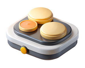 Poster - A modern 3d-rendered icon showcasing a kitchen appliance with a minimalist design and three circular elements.