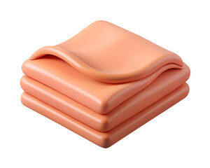 Poster - A soft and aesthetically pleasing 3d plastic-style icon featuring a stack of folded fabric on a transparent background