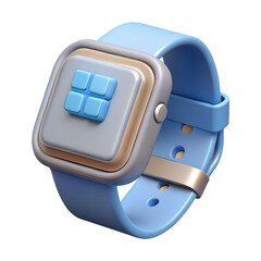 Poster - A stylish 3d plastic-style icon showing a modern smartwatch design on a transparent background perfect for digital tech