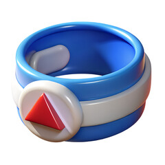 Leinwandbilder - A vibrant and eye-catching 3d rendering of a stylish bracelet featuring a red triangle icon and appealing colors on a transparent background.