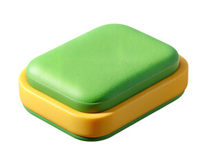 Poster - A vibrantly colored layered 3d plastic-style icon on a transparent background representing a unique soap dish design.