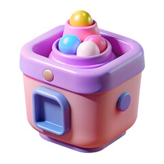 Poster - Adorable and colorful 3d rendering of a whimsical toy machine with multiple spherical elements for playful use