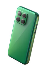 Poster - Modern green smartphone design with glossy plastic-style finish showcasing advanced camera features on a black background