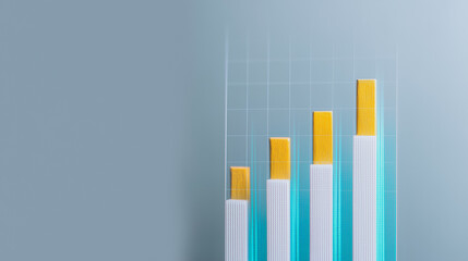 Poster - Rising Bar Chart: A dynamic bar chart displays an upward trend, symbolizing growth, success, and positive progress in a clear and visually engaging way.