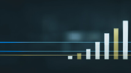 Poster - Chart of Growth: A visually engaging chart representing ascending growth and progress, with bars steadily increasing in height against a gradient dark background. 
