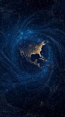 Poster - North American Continent in a Cosmic Spiral of Stars