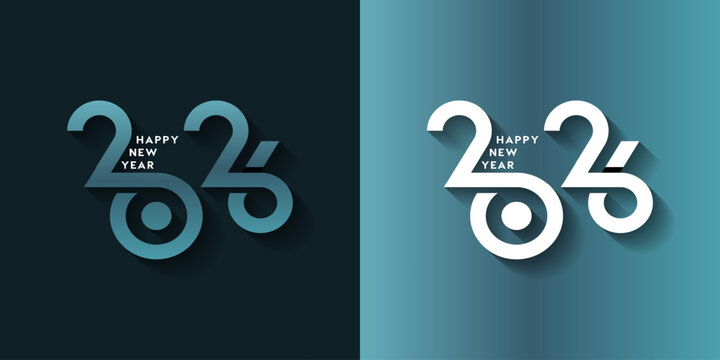 Happy New Year 2026 Design. With White and Green Numbers for Banner, Poster or Calendar.