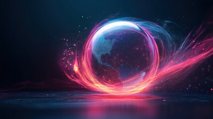Poster - Digital Earth, glowing, swirling energy. Stock image