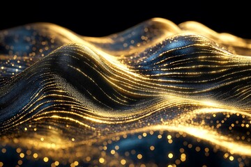 Poster - Abstract gold waves on dark background